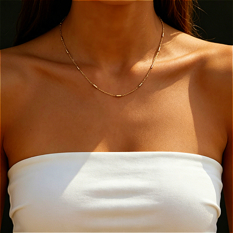 Ultra-thin Flat Cross Stainless Steel Chain Necklace